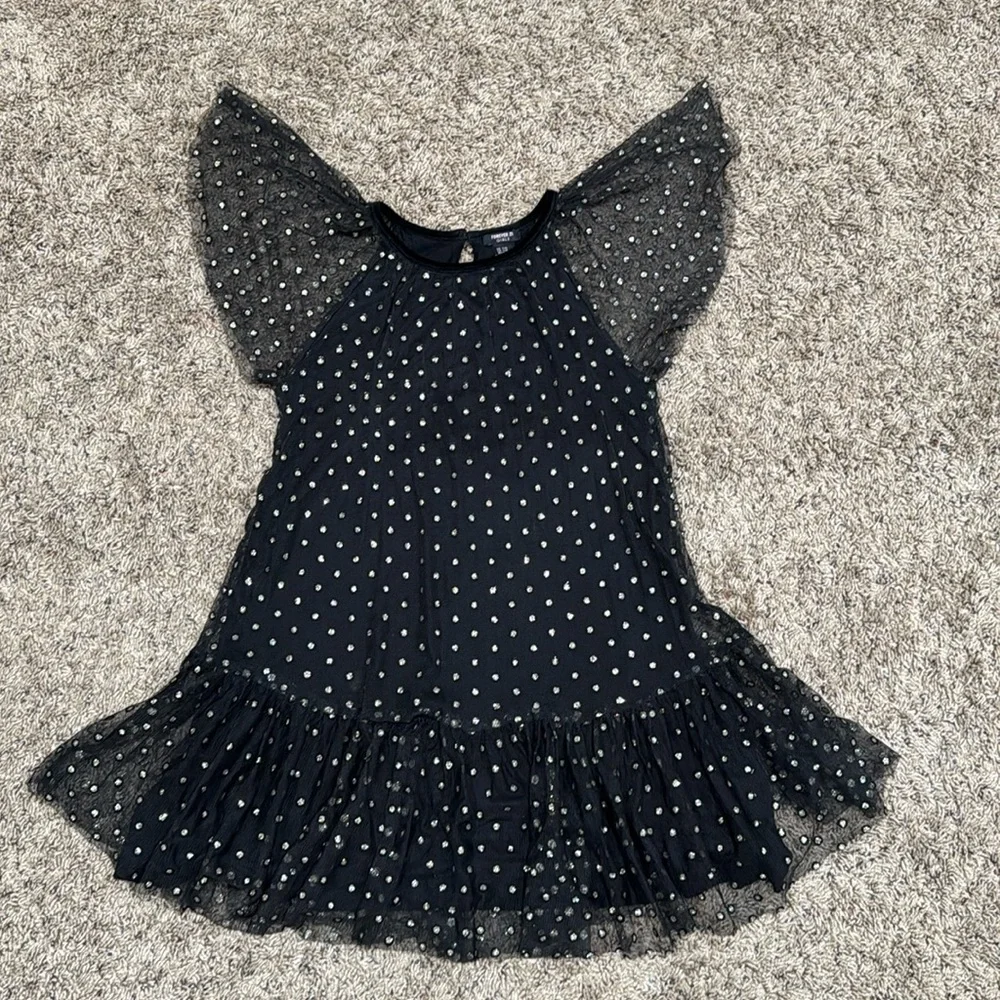 Forever 21 Kids Holiday Gold Polka Dots Dress Size 7/8